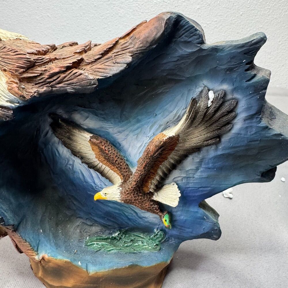 Classic Wildlife Collection Bald Eagle Head Resin Figurine Mountain Scene Statue